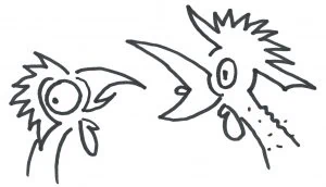 Marlies Kosubski: Hühner und Streithähne – Paar 11