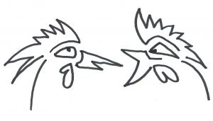 Marlies Kosubski: Hühner und Streithähne – Paar 3