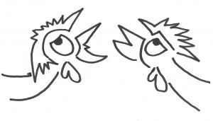 Marlies Kosubski: Hühner und Streithähne – Paar 7