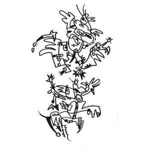 Marlies Kosubski: Tanz der Fantasten – Werk 4 (Chaos aus Figuren und Ornamenten)