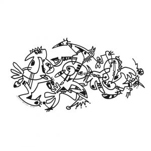 Marlies Kosubski: Tanz der Fantasten – Werk 5 (Chaos aus Figuren und Ornamenten)