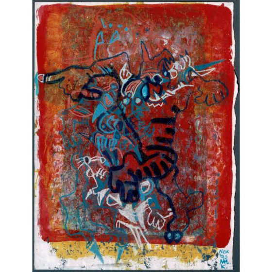 abstract figure on red