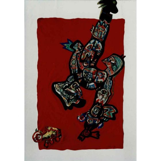 abstract figure on red