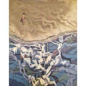 Marlies Kosubski: Ober- und Unterwelt – Werk 3 (Kleine Frau am Strand des Weltenmeeres)